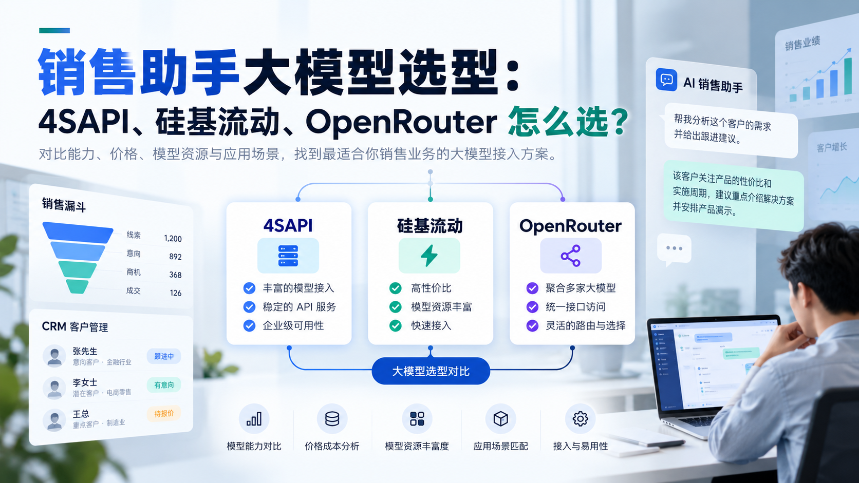 销售助手大模型选型：4SAPI、硅基流动、OpenRouter 怎么选？